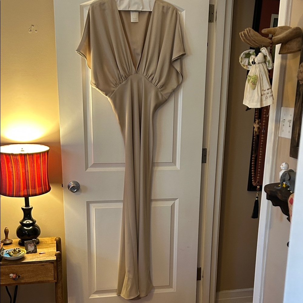 Anthropologie BHLDN Elegant Champagne Satin Wedding/Bridesmaid Dress